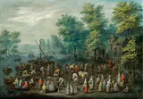 Charles (Karel) Beschey, Two Landscapes with Figures, Oil on panel. Each