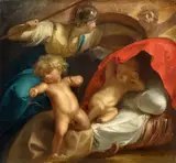 Jacob de Wit, Athena Sheltering the Infant Hercules, Oil on canvas (relined)