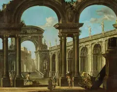 Antonio Visentini, Architectural Capriccio with Figures, Oil on canvas