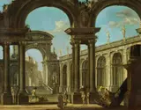 Antonio Visentini, Architectural Capriccio with Figures, Oil on canvas