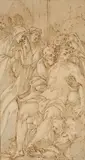 attributed to Paolo Farinati, The Lamentation of Christ, Brown ink and grey was