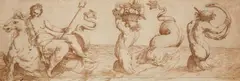 attributed to Odoardo Fialetti, Mythological Figures, Brown ink on paper