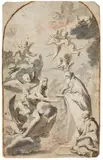 Venetian School 17th century, The Communion of Mary Magdalene, Brown ink and grey was
