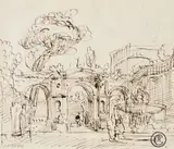 Giovanni Paolo Panini, Architectural Capriccio, Brown ink on paper