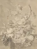 Jan van Huysum, Two Floral Still Lifes, Grey ink and wash. Each