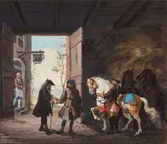 Cornelis Troost, A Barn Interior, Gouache on paper
