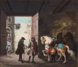 Cornelis Troost, A Barn Interior, Gouache on paper