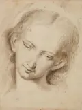 Ignazio Stern, Sketch for an Image of the Virgin, Black chalk on textured paper