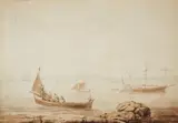 Jacob Philipp Hackert, A View of Gaeta Bay, Brown ink and wash over pencil