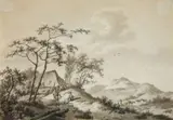 Barend Cornelis Koekkoek, Mountainous Landscape with Three Ramblers