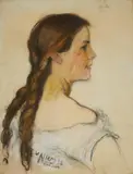 Portrait of Marie Allers, the Artist's Sister by Christian Wilhelm Allers, Oil pastel on paper, offered Nov 2015
