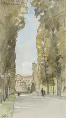 Sanssouci in Potsdam viewed from the South by Edward Harrison Compton, Pencil and watercolour, sold Nov 2015