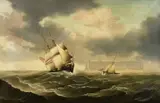 Carl Justus Harmen Fedeler, The "Olbers" at Sea near Helgoland, Oil on canvas