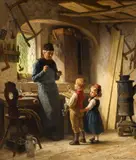 Emil Gottlieb Schuback, In Grandfather's Workshop, Oil on canvas (relined)