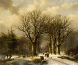 Johann Bernhard Klombeck, Winter Scene in Reichswald, Oil on canvas (relined)
