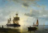 Abraham Hulk, Sailing Ships at Dusk, Oil on canvas (relined)