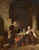 Anton Seitz, Tavern Scene, Oil on panel (parquetted)
