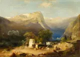 Paul Franken, Caucasian Landscape with a Village, Oil on canvas