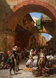 Alois Schönn, The Fish Market in Chioggia, Oil on canvas