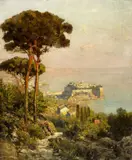 Oswald Achenbach, View of the Bay of Naples, Oil on canvas