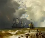 Andreas Achenbach, At the Jetty, Oil on canvas