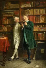 Two Men in a Library by Carl Seiler, Oil on panel, sold Nov 2015