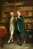 Carl Seiler, Two Men in a Library, Oil on panel