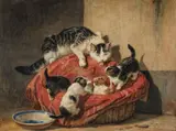 Henriëtte Ronner-Knip, A Mother Cat and Kittens