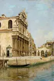 Rafael Senet y Perez, View of Venice with Santa Maria Zobenigo, Oil on canvas, mounted on panel