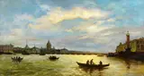 Gawriil Pawlowitsch Kondratjenko, Evening Mood by the Newa in St. Petersburg, Oil on canvas