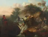 copy after Francesco Casanova, Collapse of a Wooden Bridge, Oil on canvas