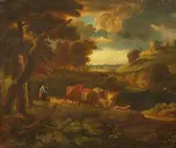 Pietro Cignaroli, Landscape with a Shepherd and his Flock, Oil on canvas (relined)