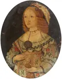 German School 17th century, Portrait of Countess Agnes Elisabeth of Stolberg, Oil on copper