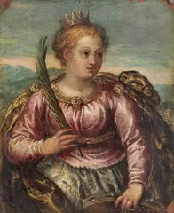 Flemish School circa 1600, Saint Catherine, Oil on copper