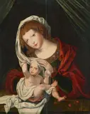Madonna and Child by Jan Gossaert, called Mabuse, follower of, Oil on wood, sold Sep 2015