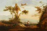Guilliam (Willem) de Heusch, Southern Landscape with Shepherds, Oil on panel