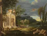 Italian School 18th century, Landscape with Hermes and Ancient Ruins