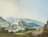 attributed to Johann Lochmann, A Castle in a Mountainous Landscape, Gouache