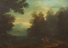 Wooded Landscape with Horsemen by Netherlandish School 18th century, Oil on canvas (relined), offered Sep 2015