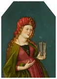Upper Rhine-Region circa 1500, Saint Mary Magdalene, Oil on panel (backed with a modern wooden panel)