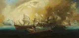 attributed to Bonaventura Peeters, A Naval Battle, Oil on panel (parquetted)