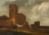 A Traveller before a Tavern by in the manner of Philips Wouwerman, Oil on panel (parquetted), offered Sep 2015