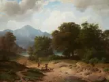 Wilhelm Bode, Mountainous Landscape with Shepherds, Oil on canvas
