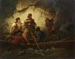 Ernst Bosch, Smuggler in a Boat, Oil on canvas