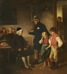 John Burr, Before the Schoolmaster, Oil on canvas (relined)