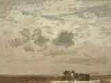 Max Clarenbach, Mondnacht - Studie II., Oil on canvas, mounted on panel