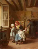Threading the Needle by Théophile Emmanuel Duverger, Oil on panel, offered Sep 2015