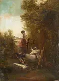 French School, 19th century, The Painter and the Girl The Hunter and the Girl