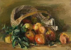 Fritz Feigler, Still Life with a Basket of Apples, Oil on canvas