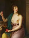 Young Woman by a Weaving Loom by French School circa 1800 & 1820, Oil on canvas (relined), sold Sep 2015